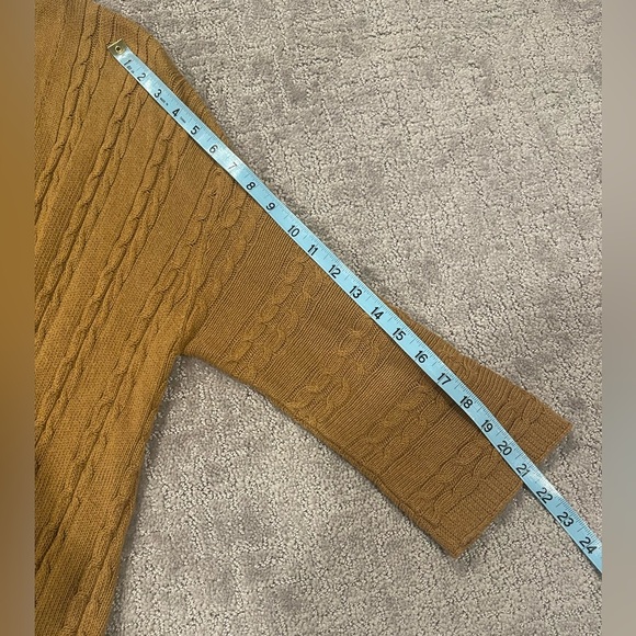 J.Jill Open Front Cable Knit Cardigan Long Sweater, 3/4 Sleeves, Honey Brown, M - Picture 10 of 15